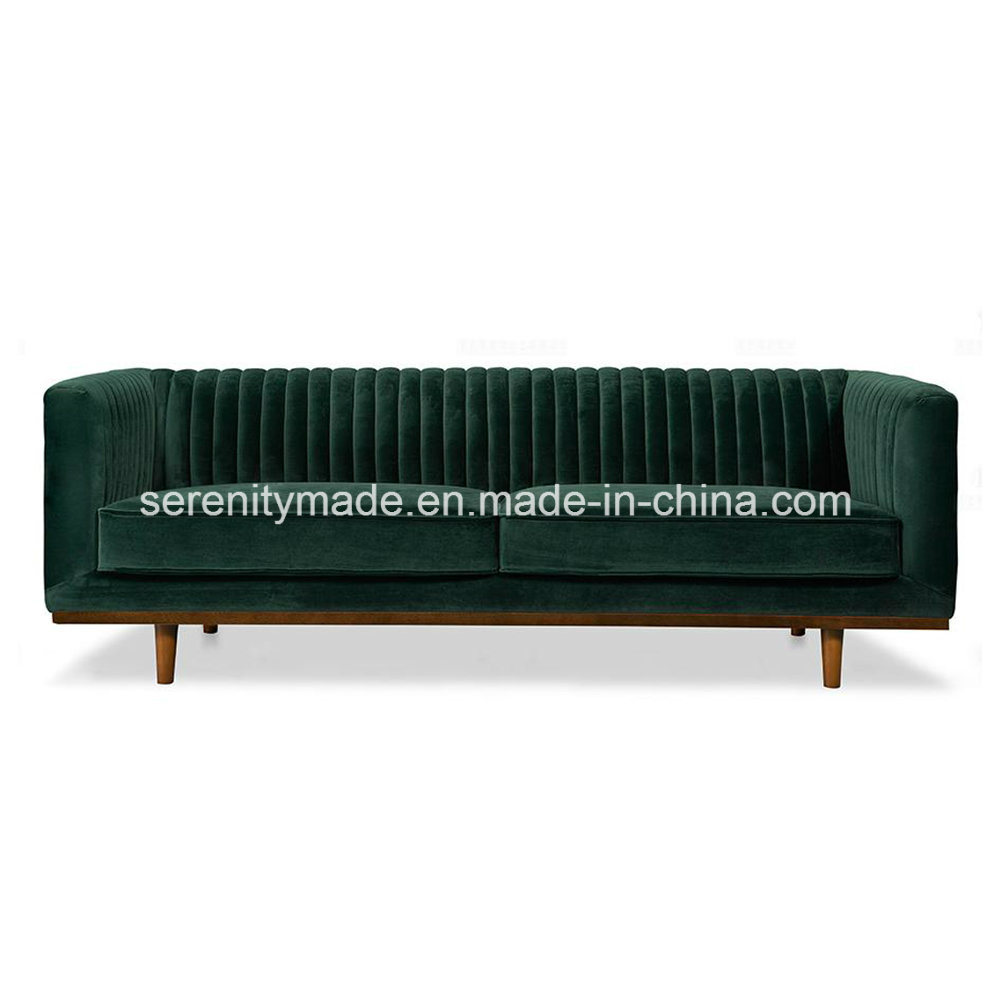 European Style Luxury Living Room Furniture 3 Seater Green Velvet Sofa