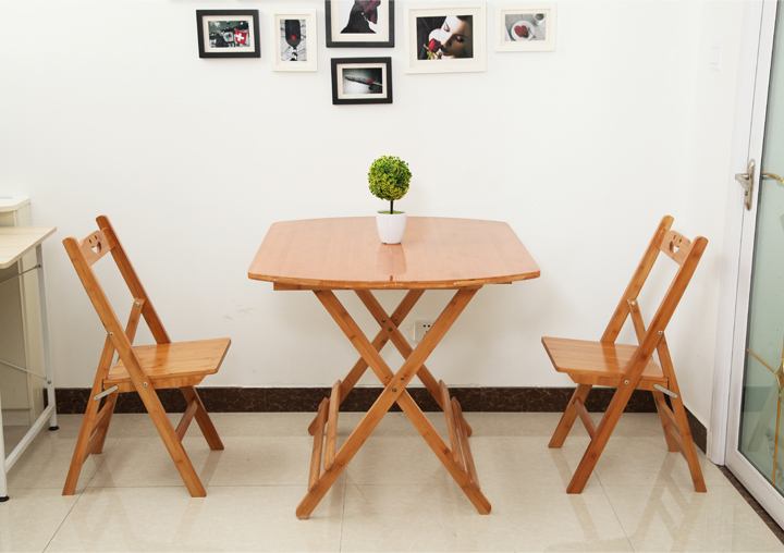 Natural Color Portable Banboo Folding Wooden Dining Table