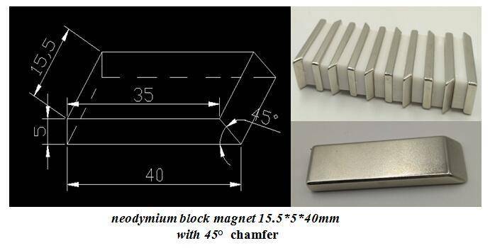 45 Degree Mitre F15.5X 5X 40mm Block Magnet NdFeB Magnets