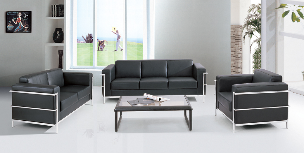 Furniture Modern Steel Leather Living Room Office Sectional Sofa (PE-F80)