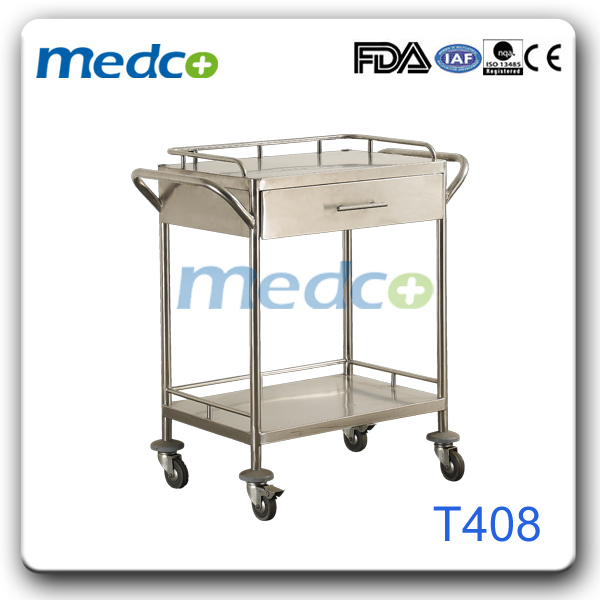 Stainless Steel Hospital Emergency Instrument Cart Surgical Trolley
