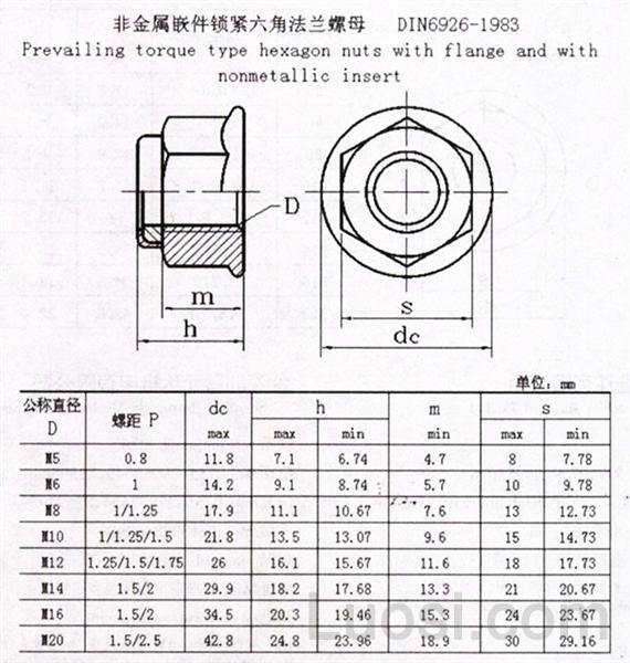 DIN6926 Hexagon Flange Nuts Nonmetalic Insert