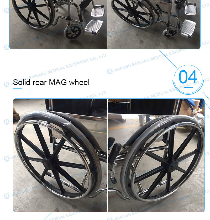 China Supplier Comfortable Chromed Steel Wheelchair