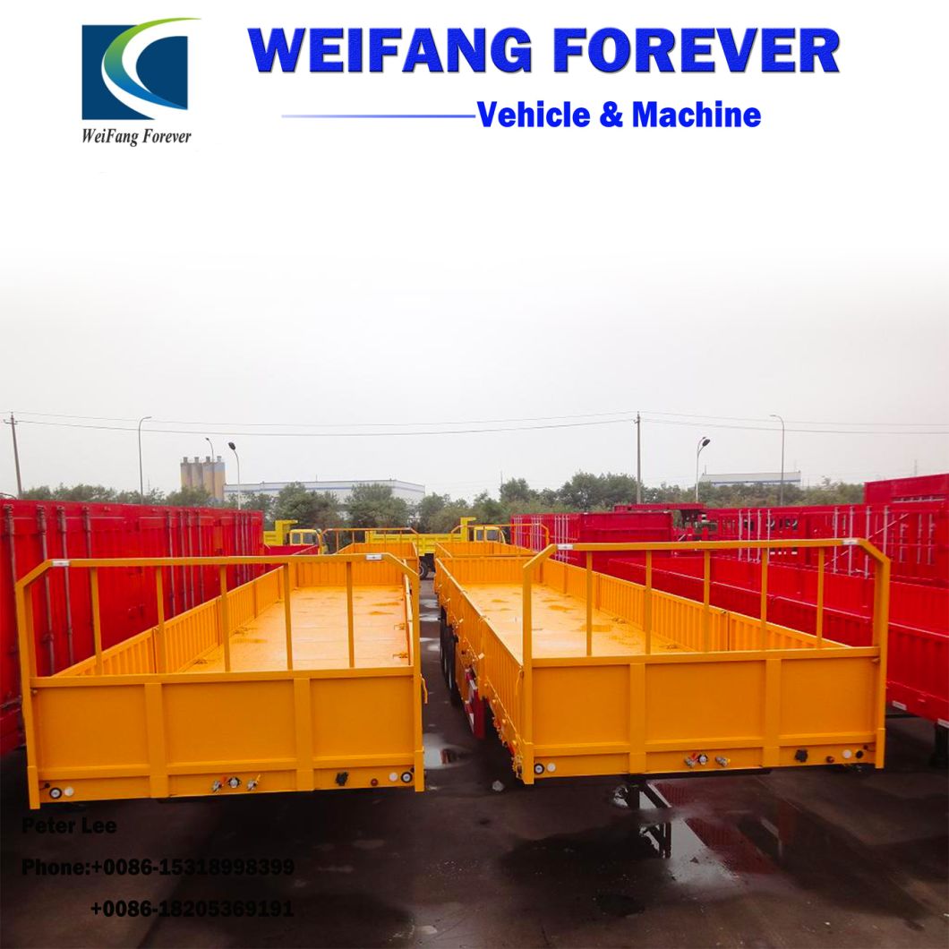 Used 20/40FT 3 Axle Container Flat Bed/Skeleton/ Side Wall/Side Fence /Side Board/Utility Cargo/Multi-Function Cargo/Cattle Livestock Wholesale Tractor Trailers