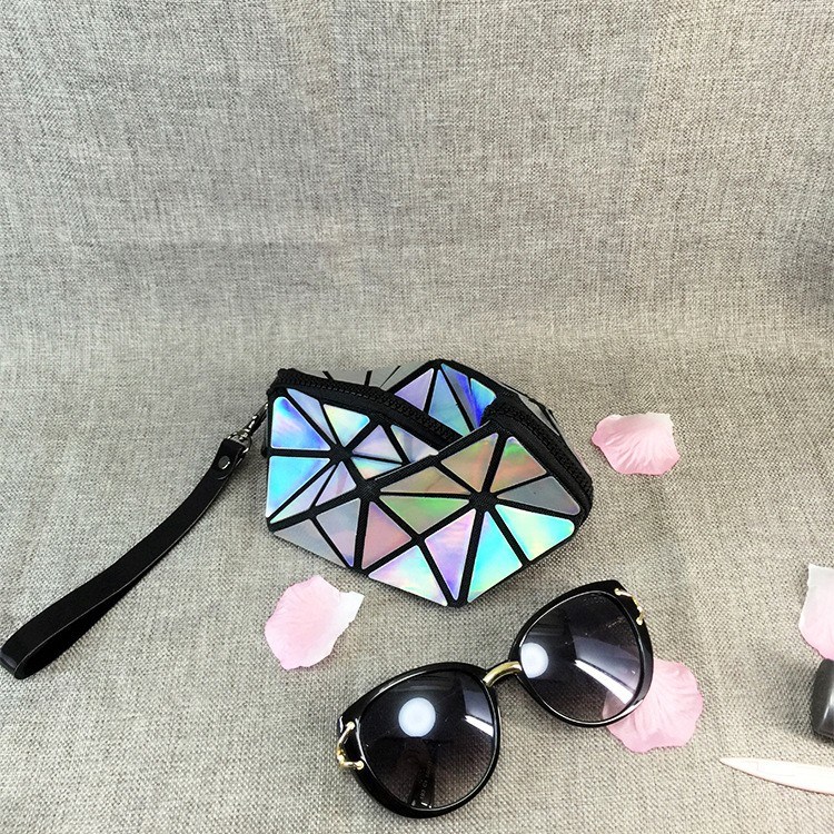 New Fashion Laser PU Make up Bag Geometric Folding Women Travel Cosmetic Bag Organizer Makeup Case Toiletry Bag Kit Beauty Case