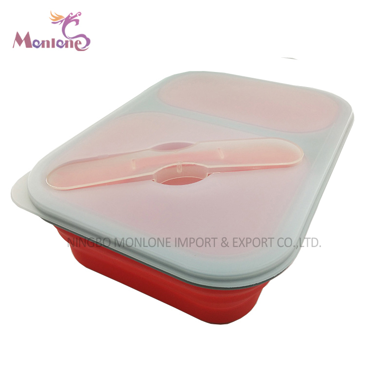 Food Grade Silicone Collapsible Lunch Box Food Container 24.5*17.5*7cm