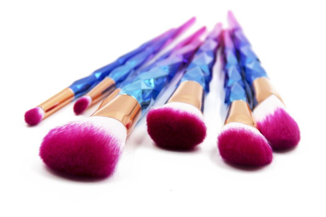 7 PCS Diamond Handle Professional Daily-Use Unicorn Hair Brush Tangle Brush Makeup Brush Set