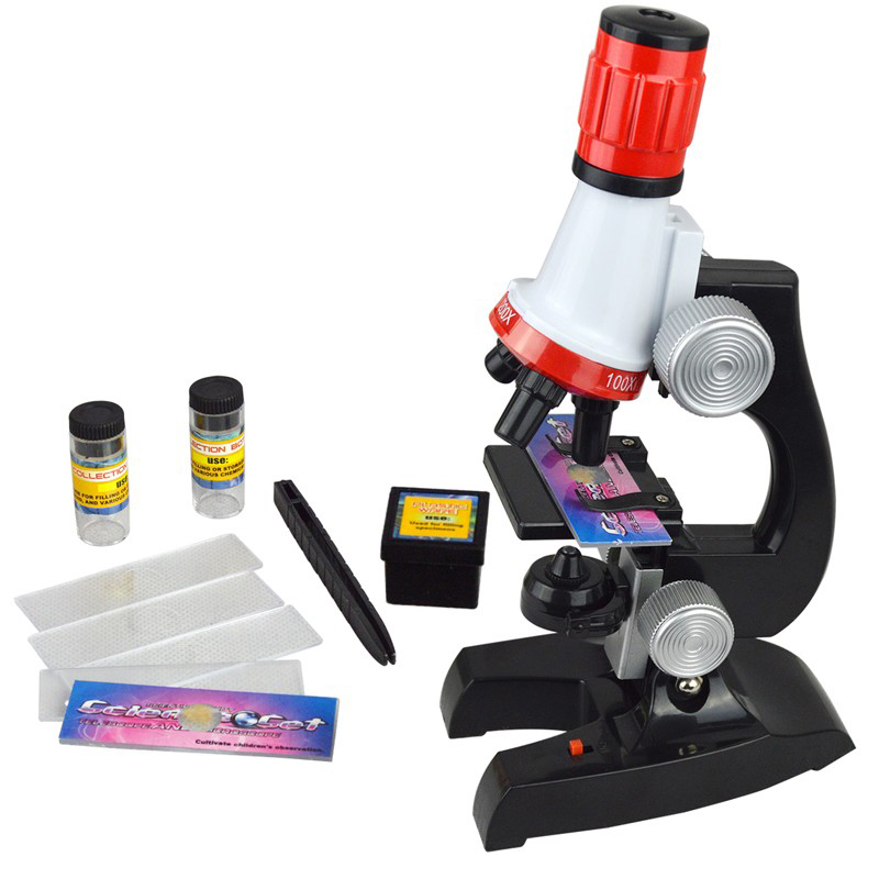 Microscope Kit Kids Lab Beginner Microscope 100X-400X-1200X Home School Science Educational Toy