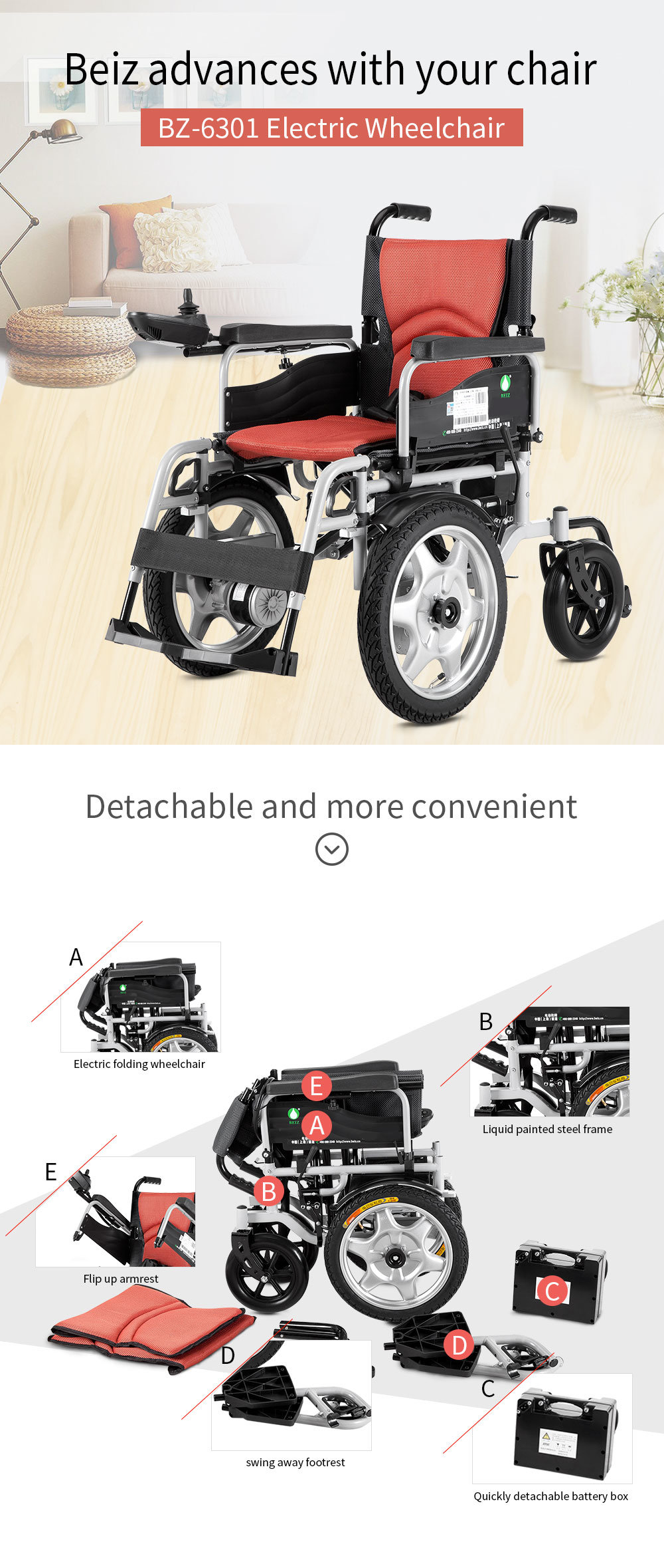 Battery Powered Electric Wheelchair (BZ-6301)