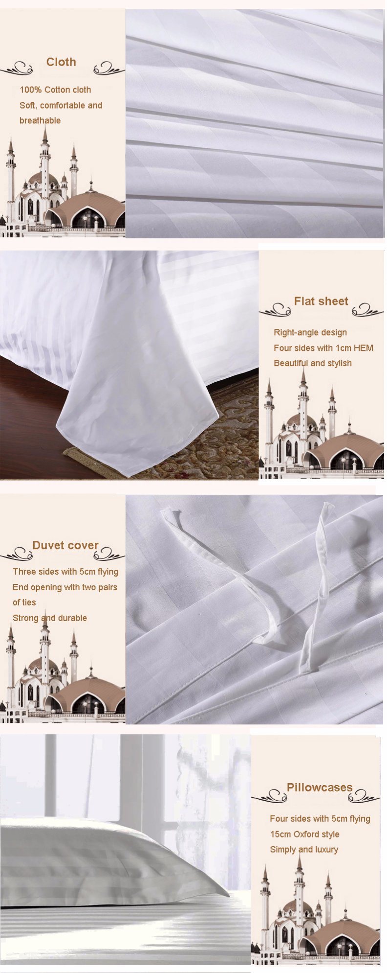Wholesale 100% Cotton White Stripe Hotel Cotton Comforter (JRD786)