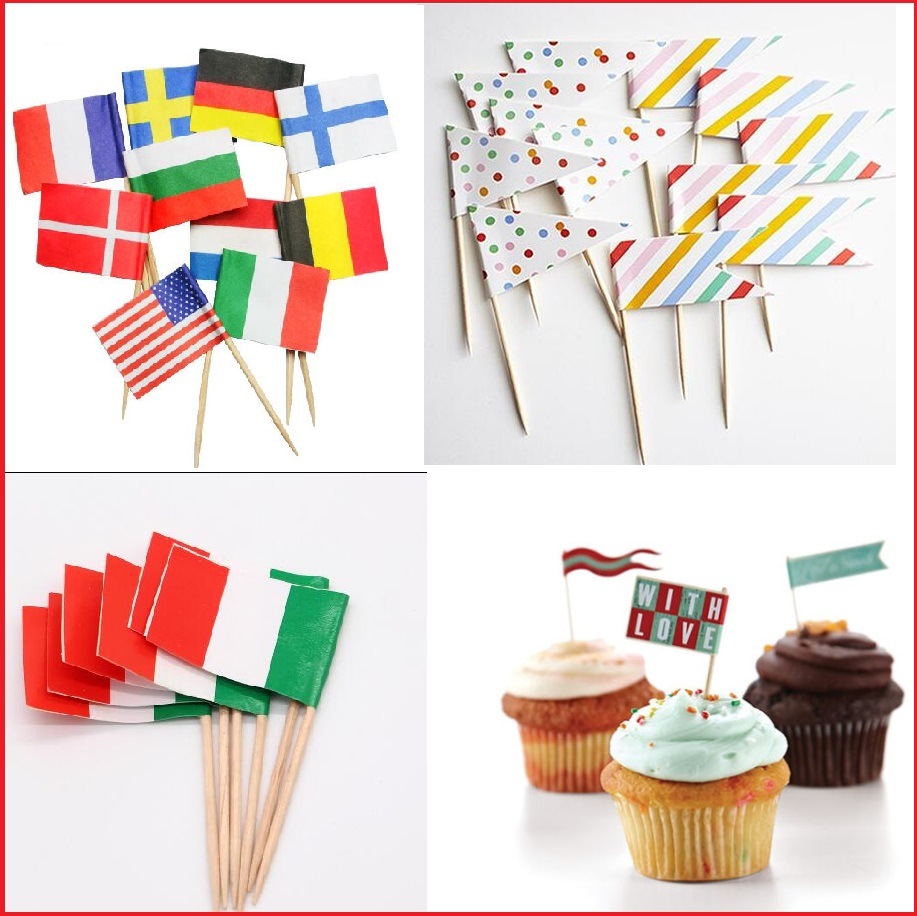 Digital Printed Bamboo Toothpick Paper Flag