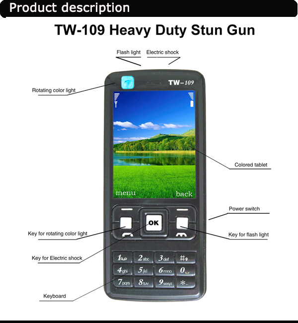 1million Volt Mobilephone Stun Guns with Zap Light (TW-109)