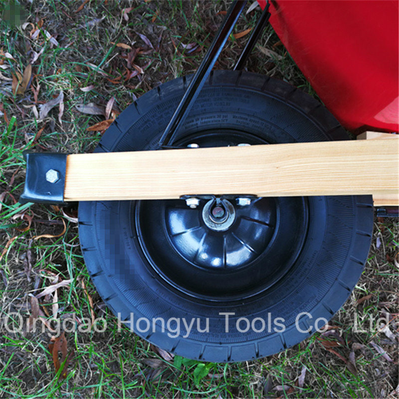 Metal Tray Wood Handle Wheel Barrow