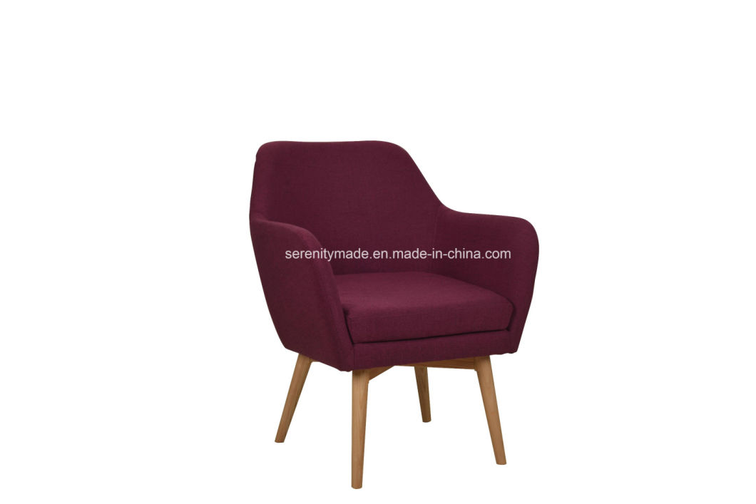 Hot Sale Charles Velvet Upholstered Fabric Lounge Chair with Wooden Legs