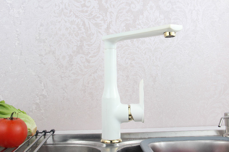 Wholesale Deck Mounted White 3 Way Single Handle Brass Kitchen Faucet