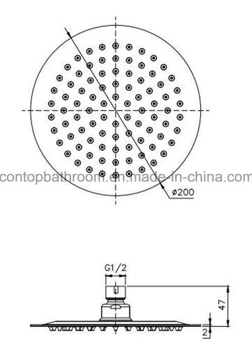 Round Stainless Steel Shower Head with Watermark Approval (SRP081)