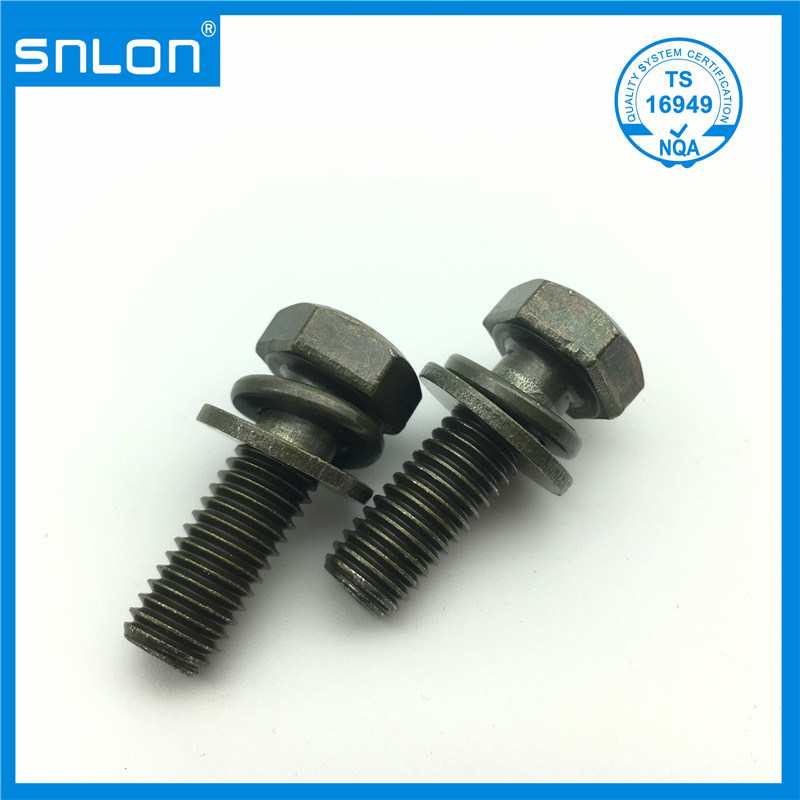 Zinc Plated Hex Head Sems Screws Assembled Plain Washer Spring Washer