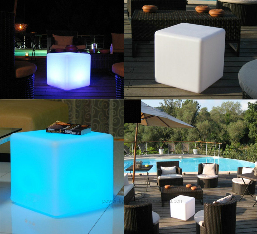 Outdoor Furniture LED Illuminated Cube Stool