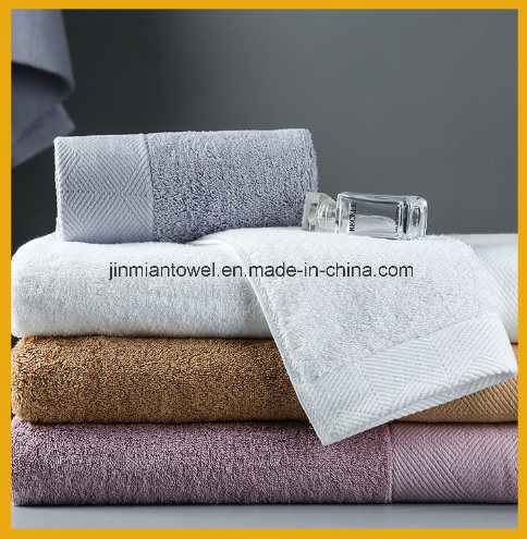 32s Plain Embroideried Design White Hotel Bath Towel