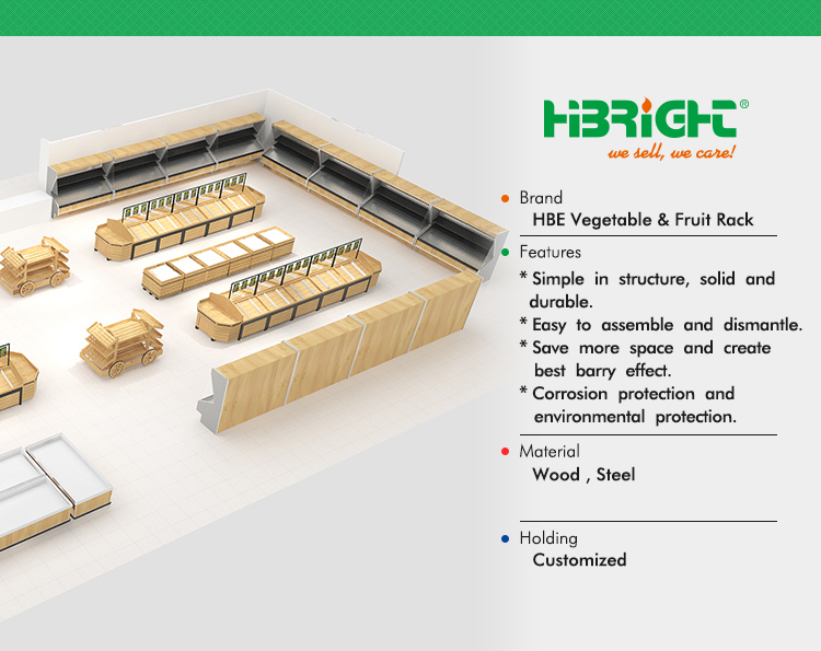 Fruit Store 2 Tiers Wooden Display Stand for Fruit Vegetables