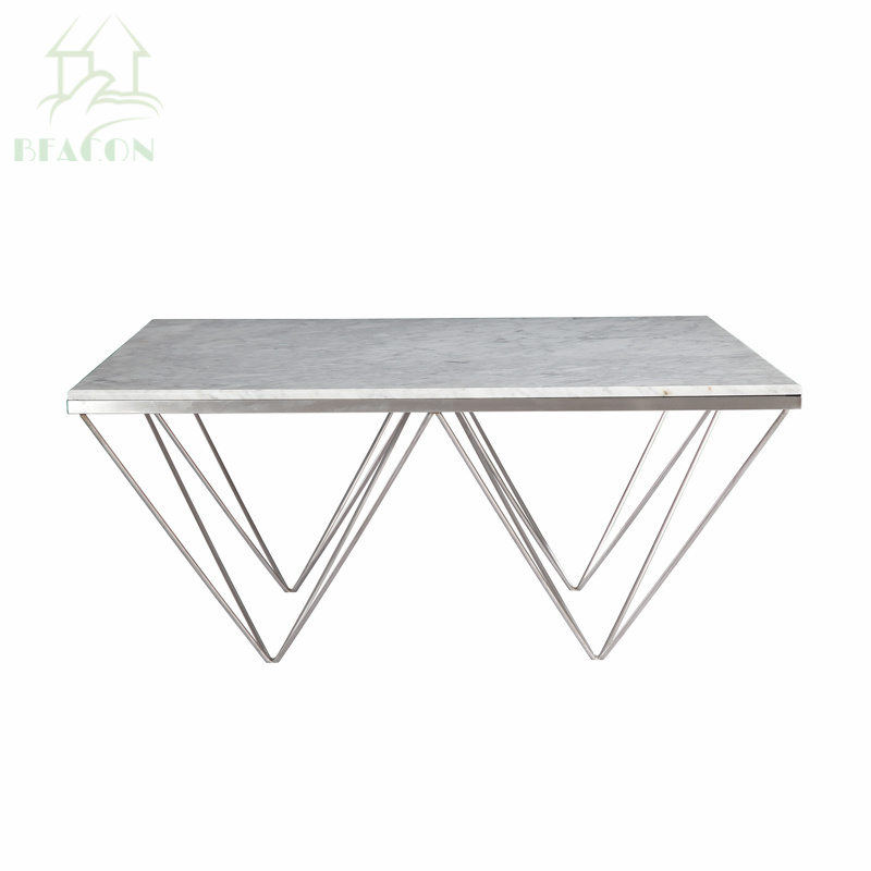 Square Marble Top Dining Table with Stainless Steel Legs
