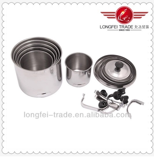 Four-Piece Stainless Steel Coffee Tea Mug with Lid and Bakelite Handle