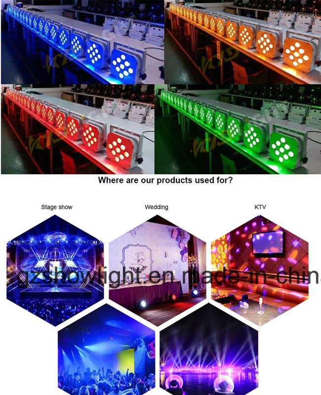 9PCS 18W 6in1 LED PAR Light Rechargeable Battery and Wireless DMX Flat PAR Light