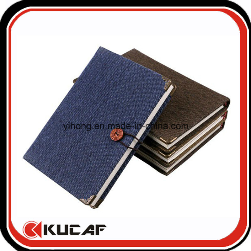 Button Closure Jean Note Book with Metal Corner