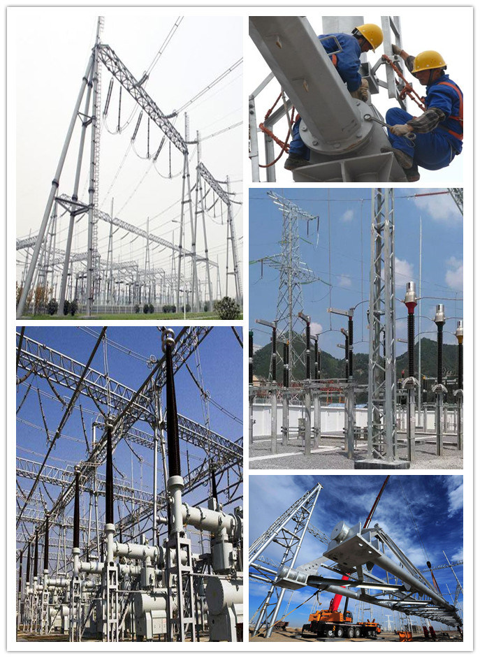 Electrical Transmission Line Power Substation Tubular 3-Leg Vending 500kv Tower