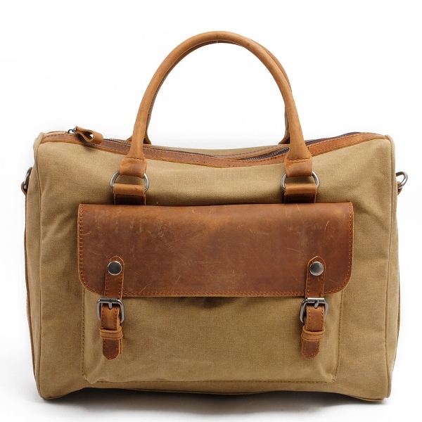 Waxed Canvas Fabric and Full Great Leather Businessman Briefcase (RS-2025F)