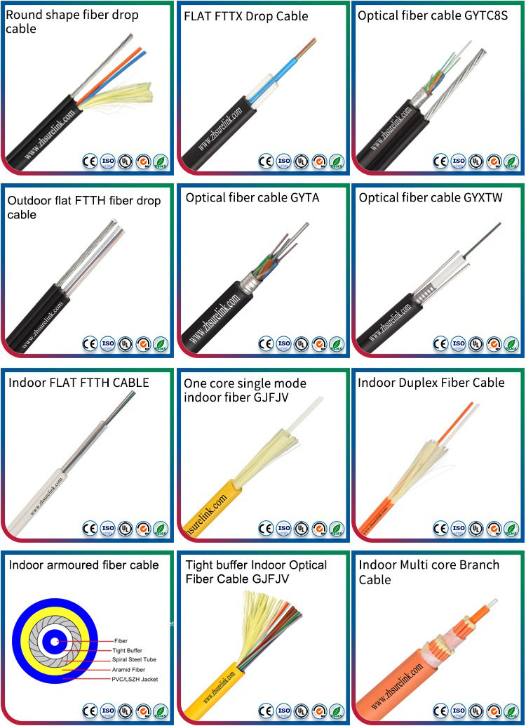 Indoor 2 Core Optical Fiber Duplex Zipcord Fiber Optic Patch Cord Cable with Ce Certificate