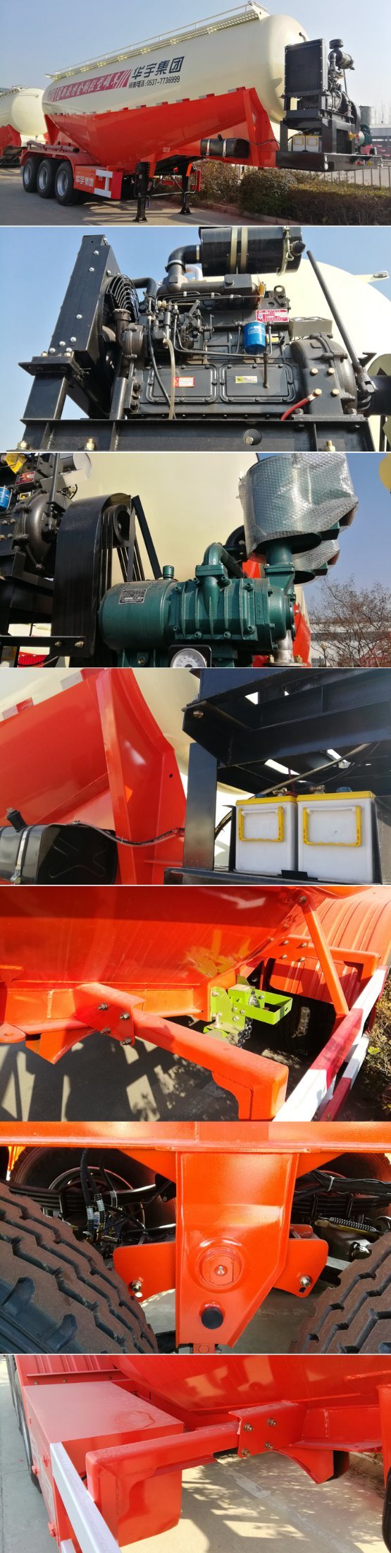 35cbm Bulk Cement Transport Tanker Semi Trailer with Hf Diesel Engine Air Compressor