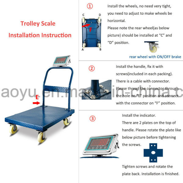 Haoyu New Design Trolley Weighing Scale with 4 Wheels Hand-Push