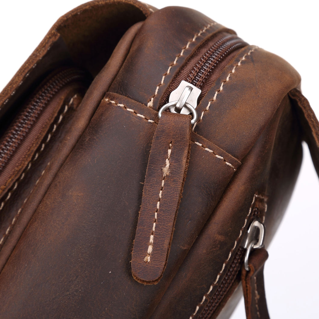 Crazy Horse Leather Chest Bag for Men Daily Sling Bag