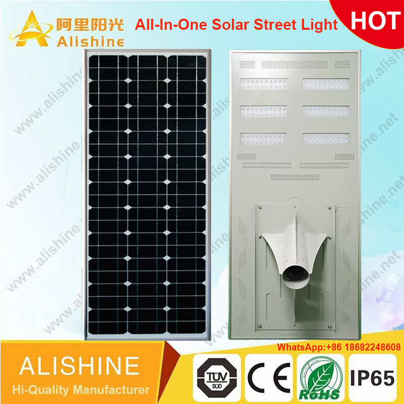 Free Sample 120W 160lumen/Watts 100% Brightness All-in-One/Integrated LED Solar Street Light for Outdoor Path Garden Highway Lighting Dust to Dawn