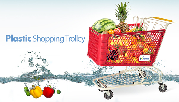 Popular Style Supermarket Colorful Plastic Metal Shopping Cart