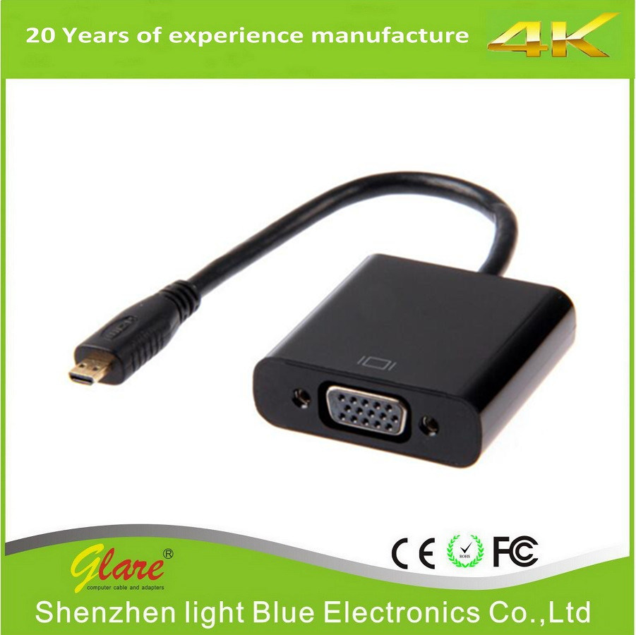 High Quality Micro HDMI to VGA Converter Cable Support 1080P