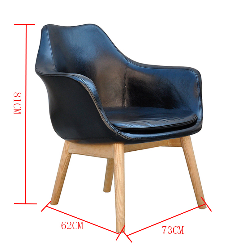 2018 Leisure Wooden Leg Genuine Leather Dining Living Room Chair