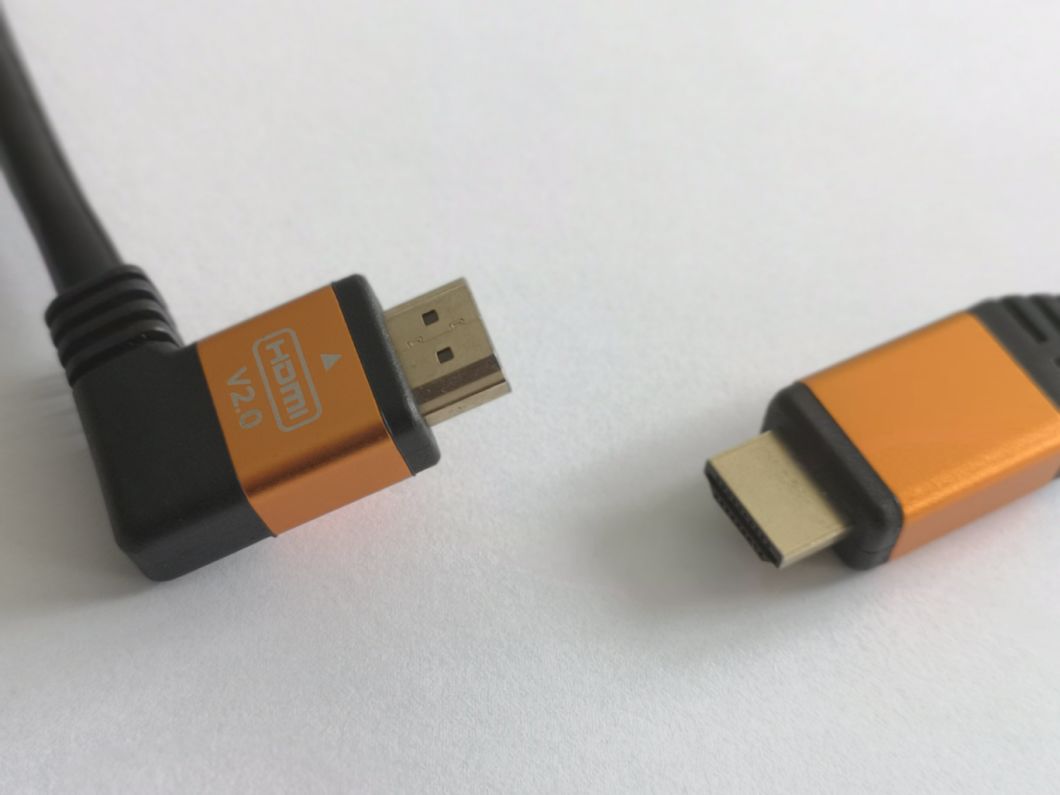 0.5m 1m 2m 3m 5m 10m Right Angel PVC Metal Al Casing HDMI Cable V2.0 for Application HDTV Computer