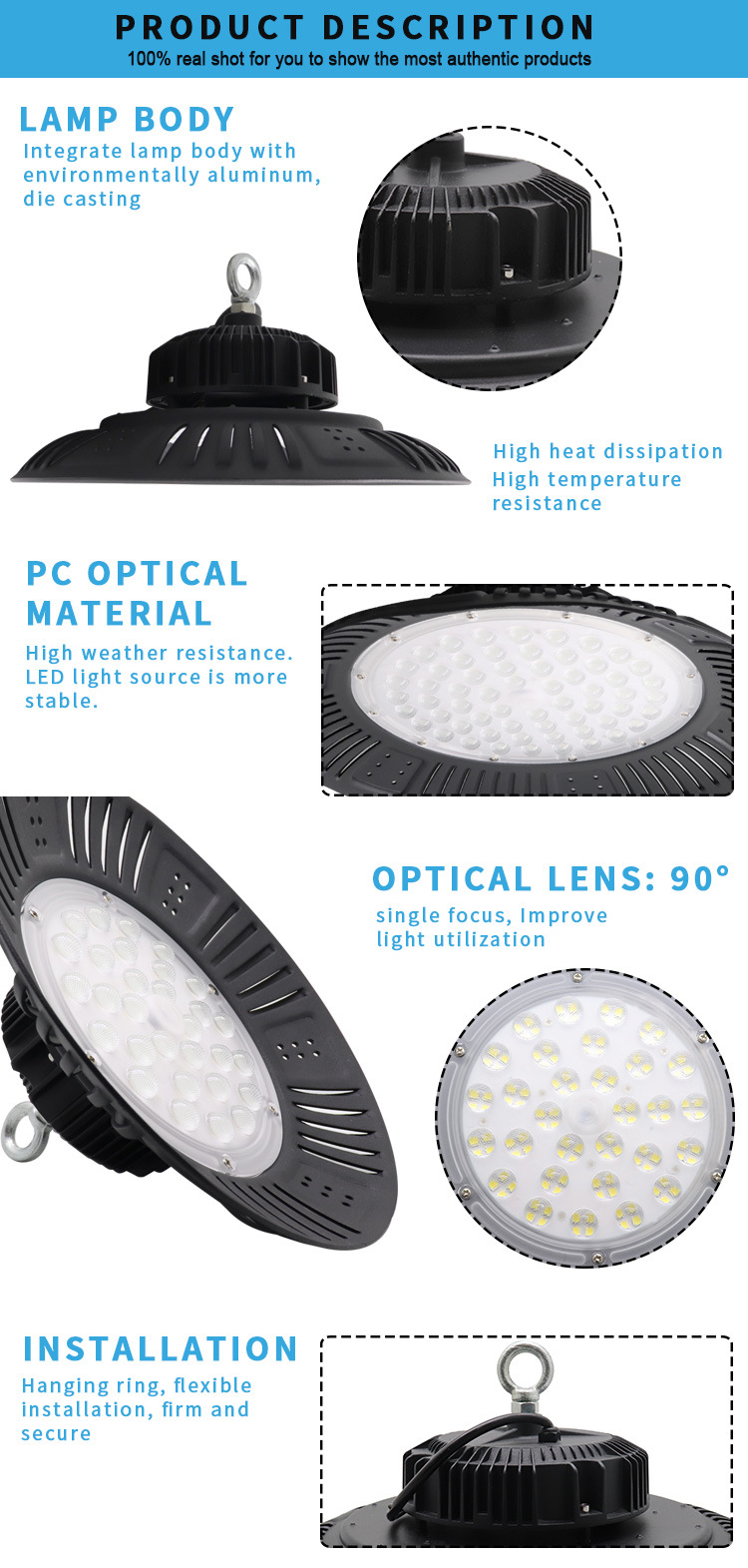High Lumen Brightness Highbay Industrial SAA Competitive Price 100W LED High Bay Light