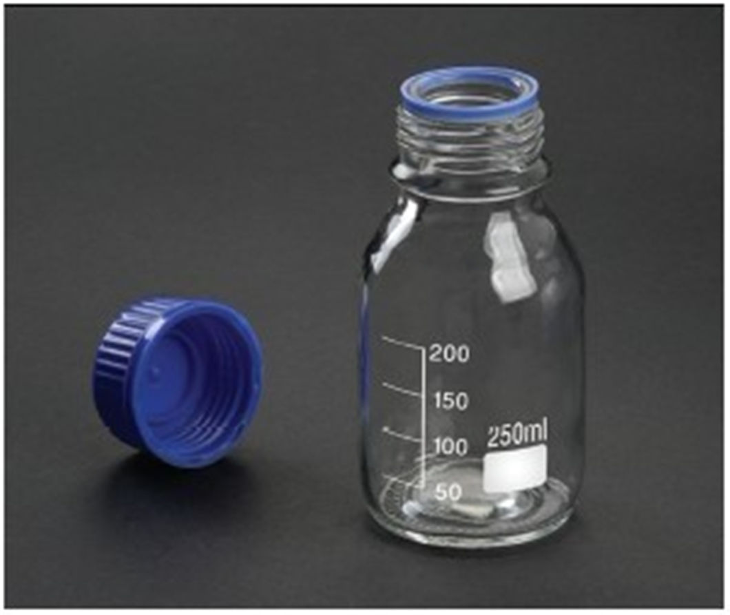 Glass Material Round Reagent Bottle with Screw Cap (4037-0250-02)