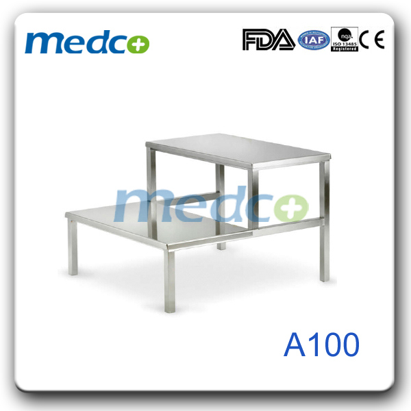 Hospital Stainless Steel Double Step Stool for Patient