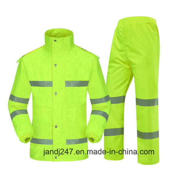 High Visibility PVC Safety Raincoat 100%Waterproof Breathabraincoat