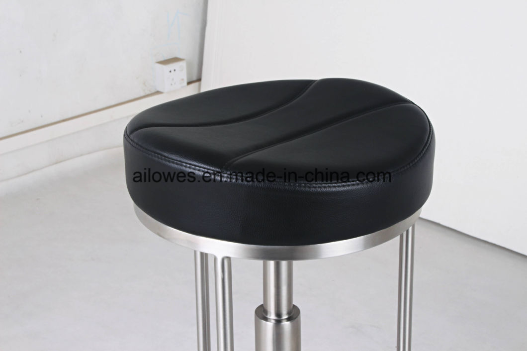 Black Vinyl Metal Bar Stool with Flat Base