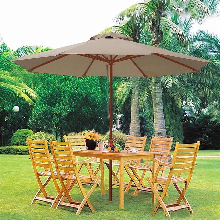 Waterproof Fabric Wooden Countyard Umbrella for Table Use