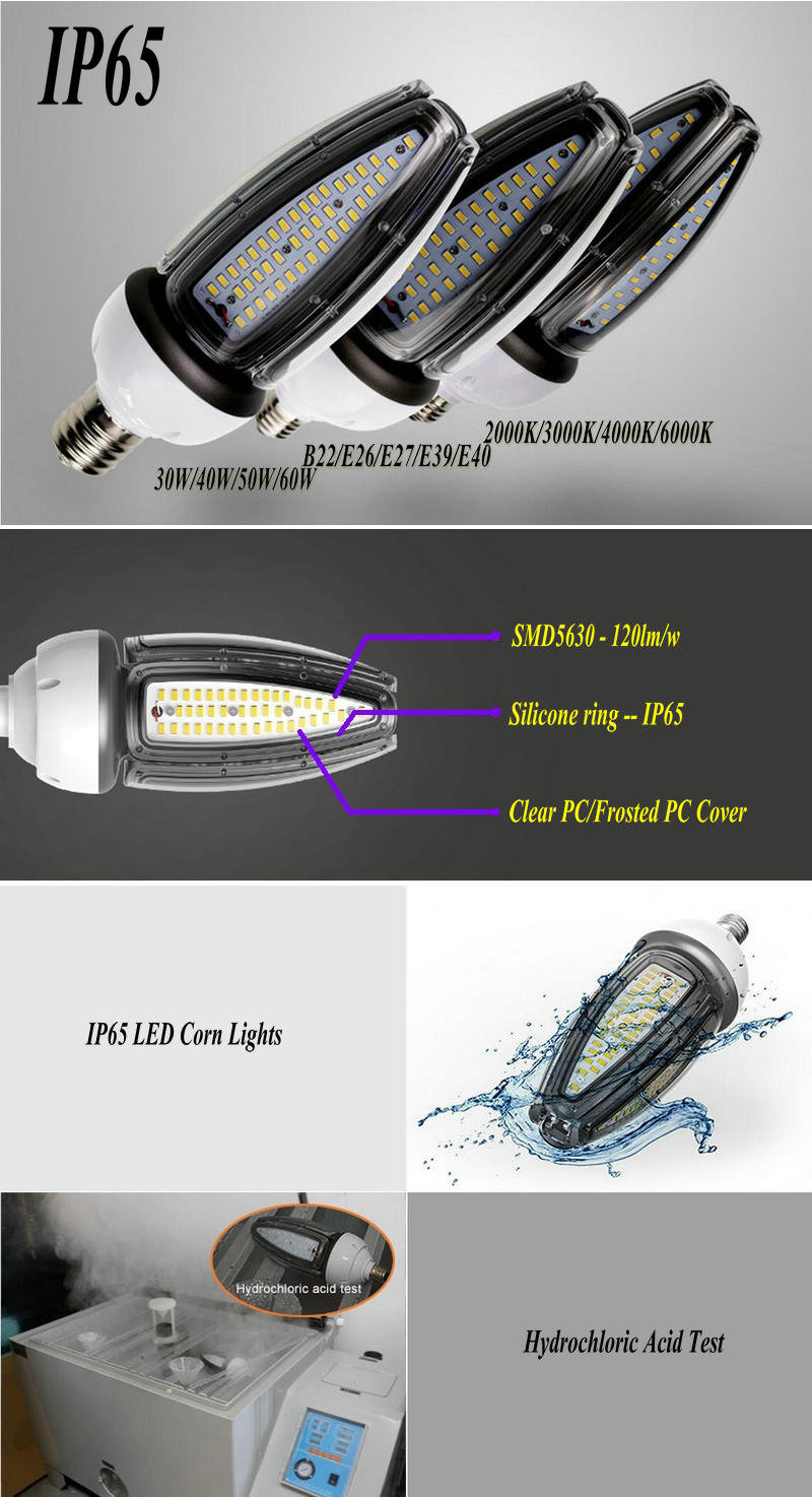 IP65 Waterproof Street Garden Light 30W 40W 50W E27 LED Corn Lamp