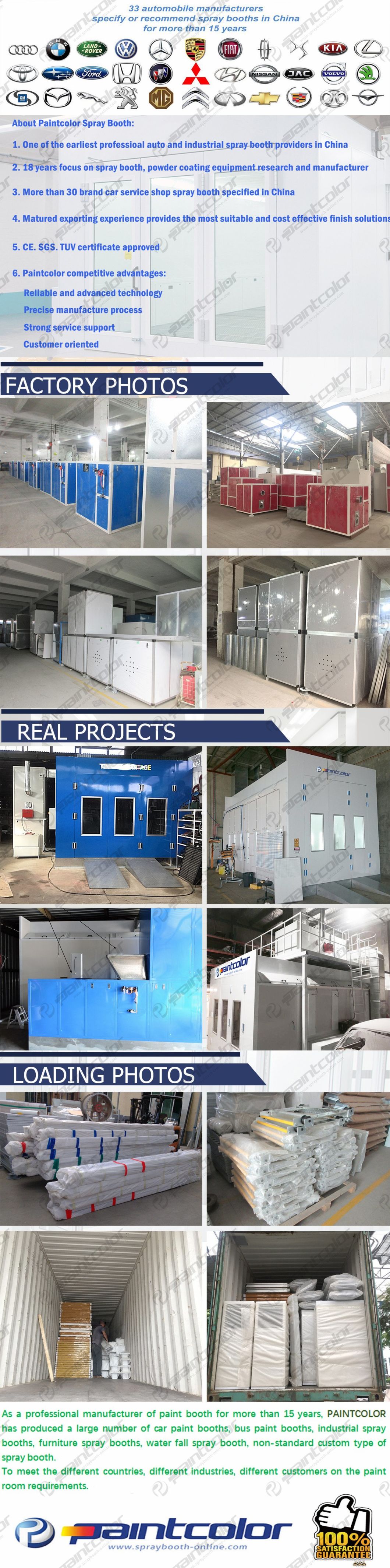 Paintcolor Brand Down Draft Spray Booth Automotive Paint Booth with Fan Cabinet on The Roof Paint Cabin for Australian Clients