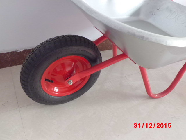 Red Color Zinc Plated Metal Tray Pneumatic Wheelbarrows