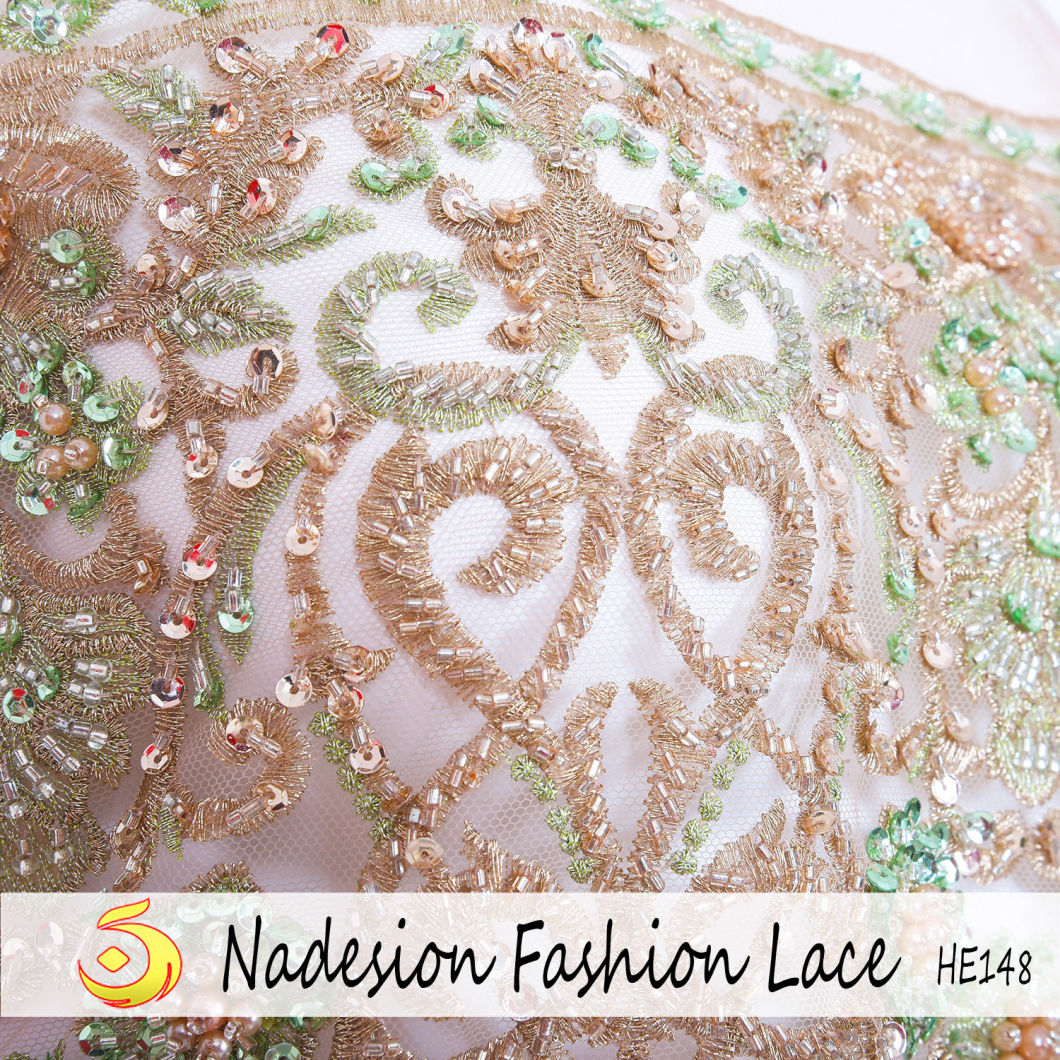 Fashion Handwork Beaded Lace Fabric