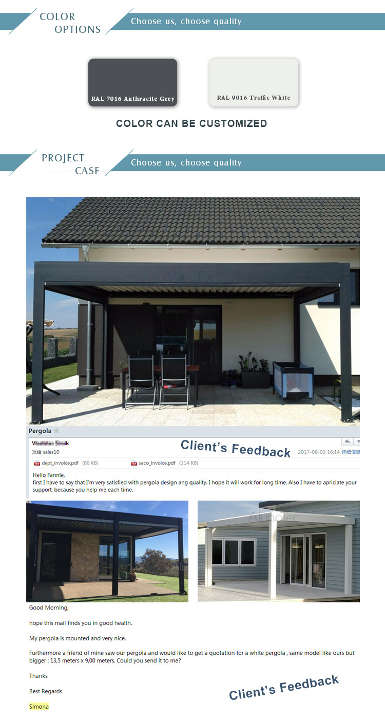 Garden Roof Pergola System Aluminum Finishing Gazebo